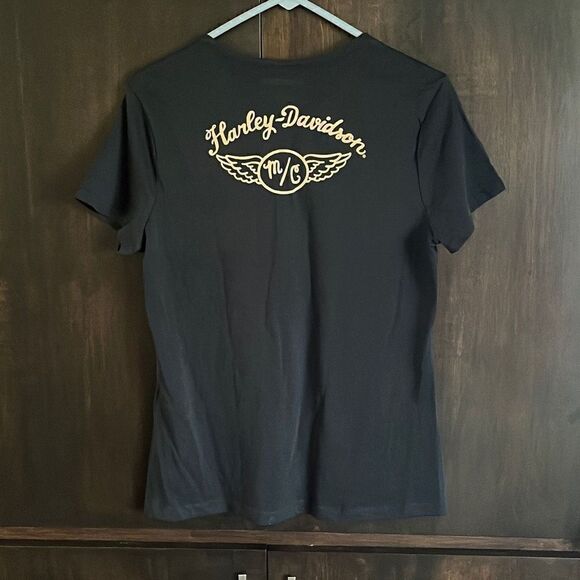 Harley Davidson Salute Faux Henley Knit Top Medium - Picture 3 of 6